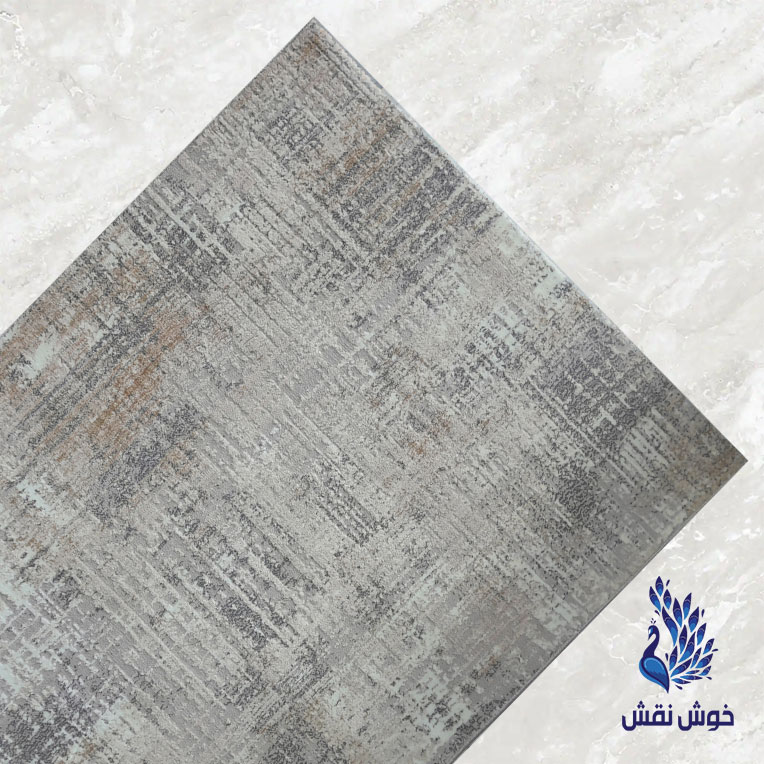 گبه فرش متری طوسی روشن ساده